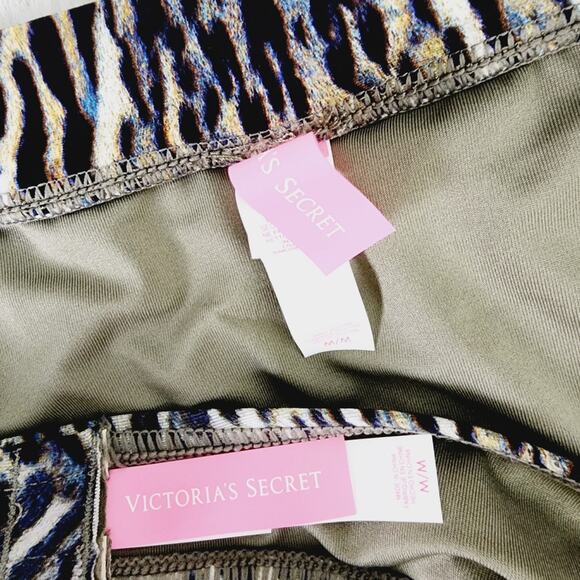 Victoria's Secret Bikini Set Animal Print Bandeau High Waist High Cut Swimsuit M - Picture 7 of 9